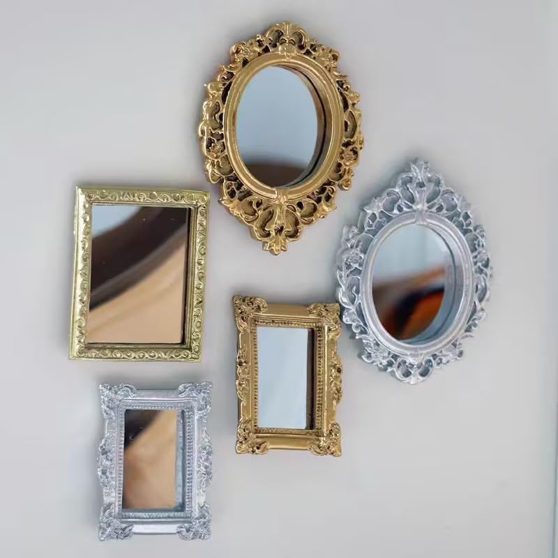 1/12 Scale Style Miniature Frame Mirror House Wall Decor for Bedroom Furniture