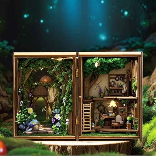 DIY Miniature Dollhouse Kits - Wooden Mini Model House with LED Lights, Tiny Furniture & Accessories – Craft Building Kits for Teens & Adults (Forest Wonderland) – Birthday Valentine's Gift - style: Forest Wonderland