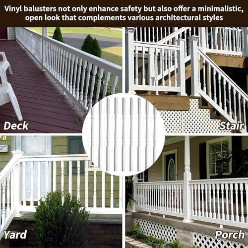 Yaocom Vinyl Railing Spindles, 1 1/4" Sq X 34", Vinyl Railing, 9 Pack - size: 1 1/4" Sq X 34"