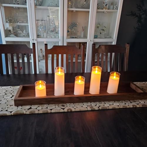 NICEME Acrylic Flickering Flameless Candles with Remote Timer, 5pcs Ivory Unbreakable Acrylic Battery Operated LED Candles with Flickering Flame for Romantic Ambience Home Decor, D3” xH4” 4” 5” 5” 6” - color: Ivory + Clear Acrylic, size: D 3”×H 4”4”5”5”6”