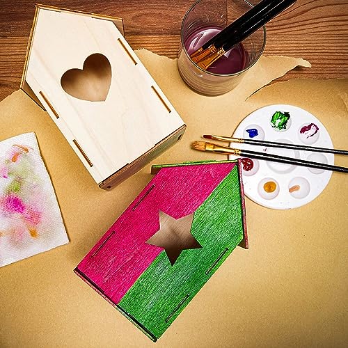 Bright Creations Mini Wood Bird Houses for DIY Crafts (4 Designs, 8 Count) - Mini Birdhouses for Crafts