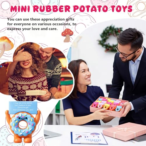 Gejoy 25 Pcs Mini Rubber Donut Toys Positive Mini Donuts Figures - style: Donut