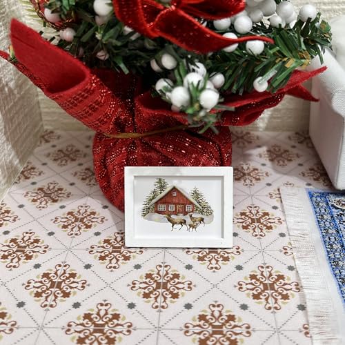Miniature Dollhouse Accessories Christmas, Mini Wall Art, 1/12 Scale Accessories, Dollhouse Miniatures, 8 Pieces - style: No. 3