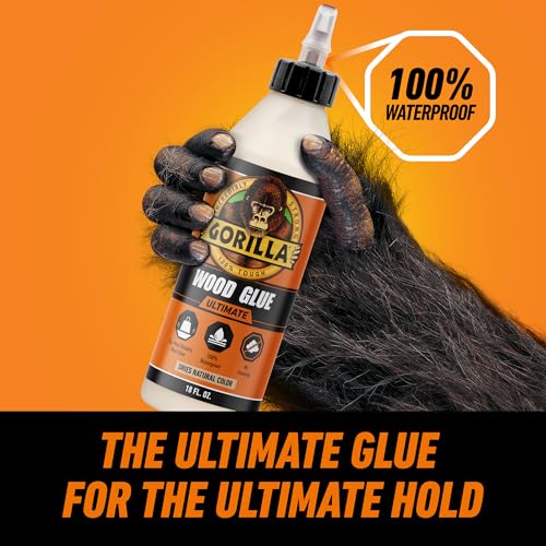 Gorilla Ultimate Waterproof Wood Glue, Natural Color, 18oz (Pack of 4) - size: 18oz (Pack of 4), style: 1 Pack Bottle