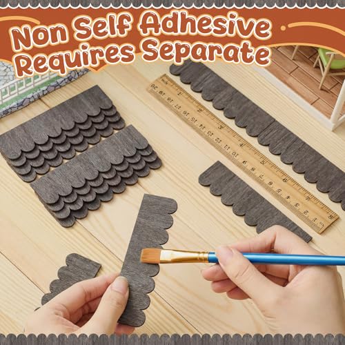 Wenqik 100 Strips Dollhouse Roof Shingles, Taupe - color: Taupe