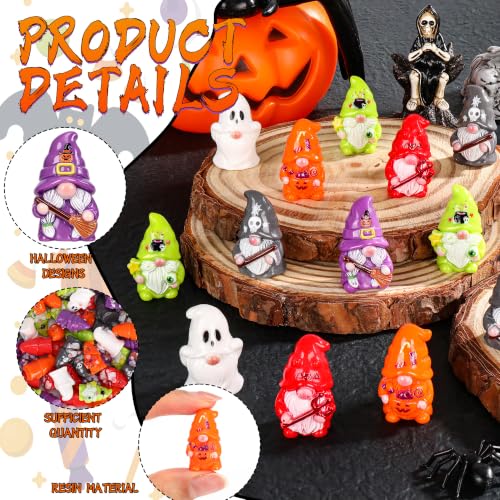 60 Pcs Halloween Mini Gnomes Figurines 6 Style Resin Miniature Gnomes Table Decoration - color: Halloween