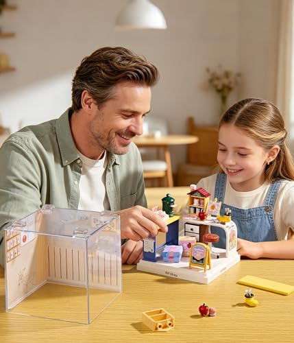 Handmade Gift Corner Super Miniature House Kit - DIY Plastic 3D Model Building Set for Teens, Build Your Own Paint & Present Shop with Dustproof Case, Creative Craft Gift for Girls Women - color: Souvenir Shop, size: Small