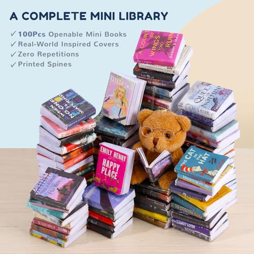 KIMO 1:12 Scale Mini Furniture: Desk Set w/PC, Bookshelf & Mini Books - color: Warm Beige