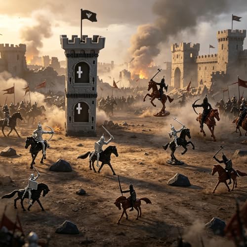 ONEST 254 Pieces Mini Medieval Knights Soldier Army Figures Horses and Soldiers Figurines Cupcake Topper Party Table Decorations - style: 254 Pieces