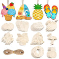 80PCS Unfinished Ornament Wood Crafts, Painting Blank Wooden Cutouts - color: Summer