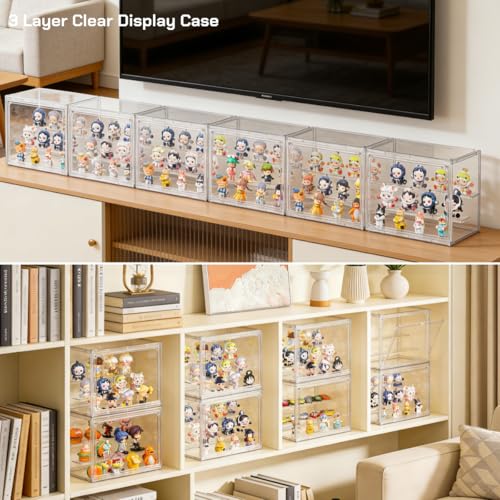 Acrylic Display Case for Collectibles 3 Tier,Small Clear Display Box 2pack - size: S-2pack
