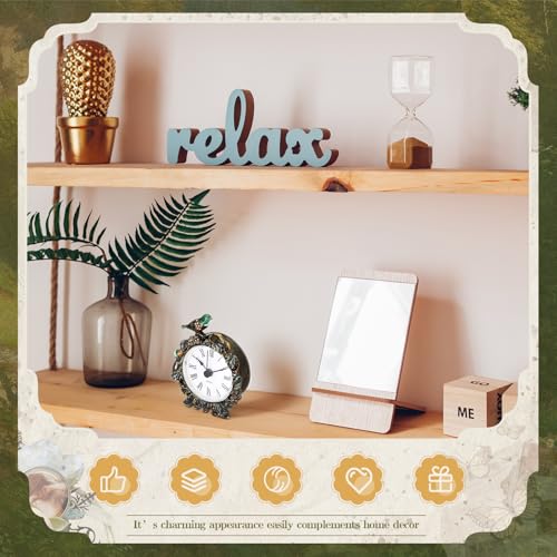 Kenning Vintage Mini Table Clock, 3.5 Inch Small Decorative Metal Non Ticking Analog Quartz Battery Operated Table Top Clock for Living Room Bedroom Bedside Desk Decor(Bird) - style: Bird