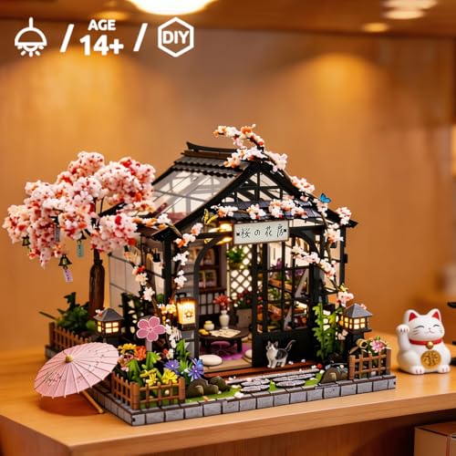 Japanese Sakura Miniature House Kit, DIY Miniature Dollhouse Kits for Adult