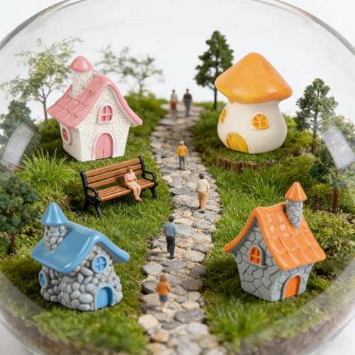 Miniature Fairy Garden Houses, 12Pcs Resin Mini Cottage Figurines
