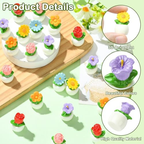 Stiesy Flower Pot Miniature Decorations 30Pcs, 6 Styles Mini Sizes Resin Plant Figurines for Home Office Desk Decor and Mini Garden Displays - color: Flower Pot-6 Styles-30pcs