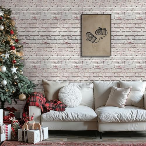 COMSTICKC 3D Faux Brick Wall Panels Peel and Stick, 10 Pcs 11.8" x 11.8" - color: Whitewash - 1