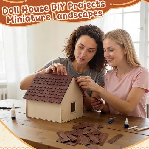 Wenqik 100 Strips Dollhouse Roof Shingles, Chestnut Brown - color: Chestnut Brown