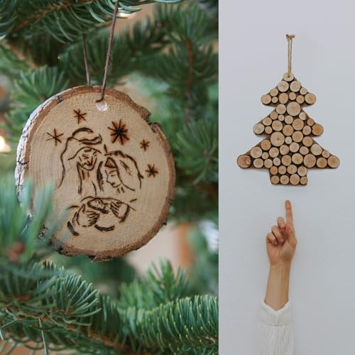 MUXGOA 1"-2.5" Mini Wood Slices,15OZ Natural Unfinished Wood Tree Bark Round Log Discs for Home Hanging Decorations,Arts & Crafts,DIY Christmas Ornaments (Assorted Size)