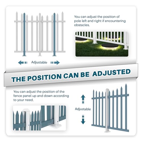 COARBOR 10 Sets 84"x36" Vinyl Picket Fence Panel White PVC Garden Decorative Fence for Yard Border Outdoor Patio Pet Barrier Temporary Small Dog Fence(20x10 Pickets, Scallop) - color: 20 Pickets, Scallop, size: W84" X H36"