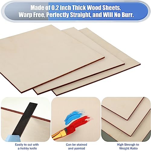 16 Pack Basswood Plywood Sheets 12 x 12 x 1/5 Inch-5 mm Thick Basswood Plywood Board Wood Squares Sheets Natural Unfinished Wood for Crafts, Painting, Model Making, Wood Burning and Laser Projects