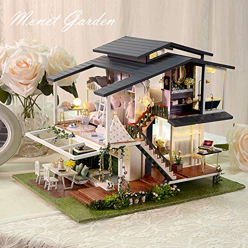 GuDoQi DIY Miniature Dollhouse Kit, Tiny House kit with Music, Miniature House Kit 1:24 Scale Monet Garden, Great Handmade Crafts Gift for Birthday Christmas Day - color: Monet Garden