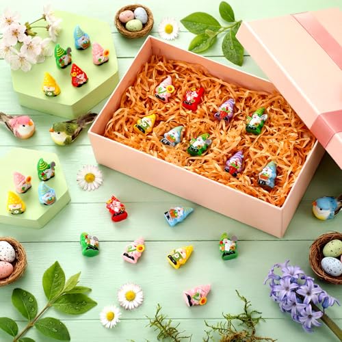 Yaomiao 60 Pcs Mini Flower Gnomes Figurines Bulk Resin Gnomes Statues - style: Spring