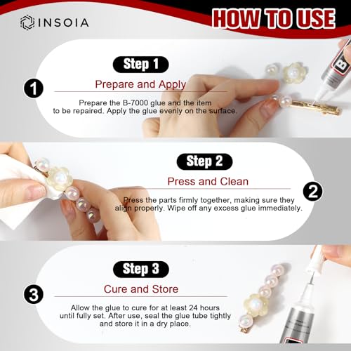 INSOIA Bedazzling Glue B7000 Clear, 8 x 15ml Precision Tip - size: 15Grams * 8 Pack