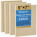 Falling in Art 4 Pack 5x7’’ Unfinished Birch Wood Panels Kit for Painting - size: 5'' x 7'' Studio