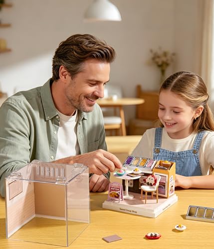 Sweet Soup Shop Super Miniature House Kit - DIY Plastic 3D Model Building Set for Teens, Build Your Own Asian Dessert Shop with Dustproof Case, Creative Craft Gift for Girls Women - color: Sweet Soup Shop, size: Small
