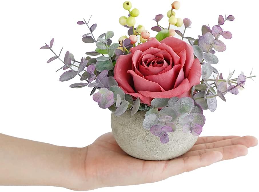 Small Artificial Pink Rose Potted Plant, 2 Pcs Mini Faux Decor - color: 2pcs Pink