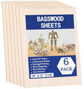 6 Pack Basswood Sheets for Crafts 12x18x1/8 Inch, 3mm Thick Unfinished Balsa Wood Sheet for Laser Cutting & Engraving, DIY Ornaments and Architectural Model - size: 12"x18"x3mm