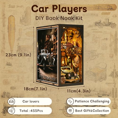 TOYQI Book Nook Kit for Adult, DIY Miniature Dollhouse Kit, Car Models - color: Car Players