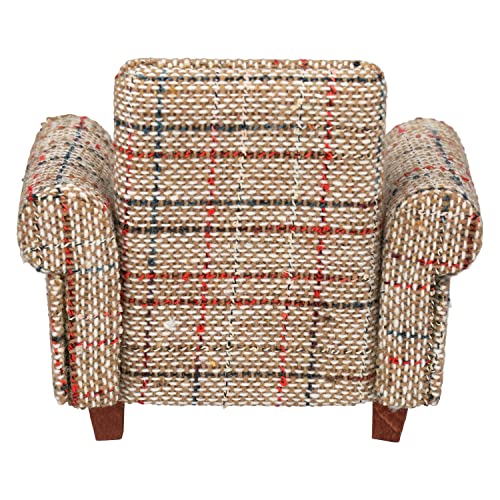 Dollhouse Sofa Armchair Upholstered, Miniature Living Room Furniture Chair, Fabric, Accessories for 6 inch Dolls, 1/12 Scale (Beige Retro) - style: Beige retro