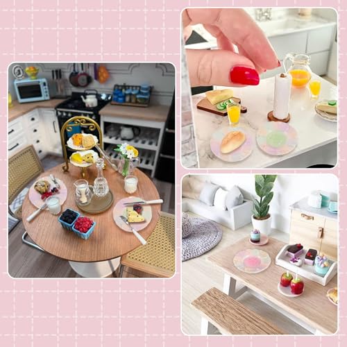 FASHEWELRY 20Pcs Resin Bread Plates Miniature Dollhouse Accessories 36mm Playhouse Dishes Kitchen Tableware Models Display Ornaments for Garden Micro Landscape Decoration - color: Bread Plate