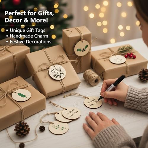 300 Pcs Unfinished Wood Circle Pendants Round Disc Blank Natural Wooden Ornaments for Decoration DIY Craft Art Supplies (Round 1 x 1 x 0.12 inches) - color: Round Pendants 1 x 1 x 0.12 inches