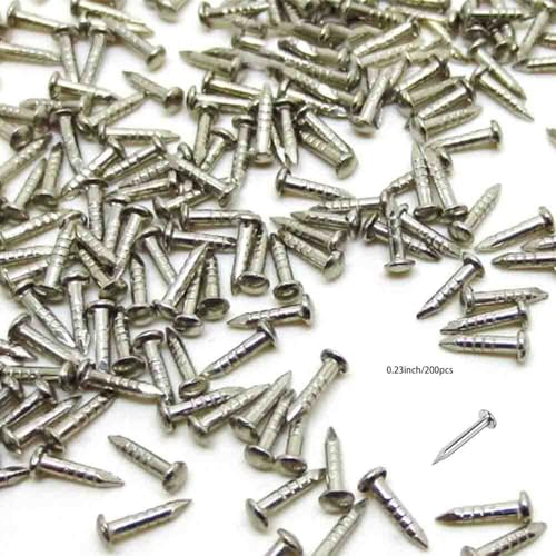 Teeny Tiny Wooden Nails for DIY Craft Projects, Antique Drawer Repairing, Mini Boxes Decorative Accessories[200pcs] (1×6mm, Silver) - color: Silver, style: 1*6mm