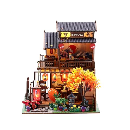 MAGQOO DIY Miniature Dollhouse Kit DIY Miniature House Kit Tiny Mini House Kits with Furniture 1:24 Scale 3D Puzzles(Sushi House) - color: Sushi House