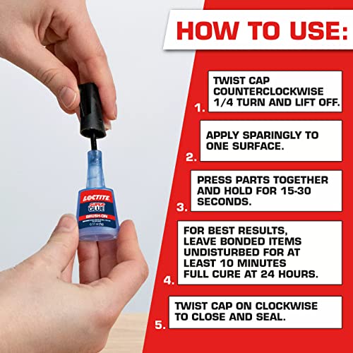 Loctite Super Glue Brush On Liquid, Clear Superglue for Leather, Wood, Metal, Crafts, & Repair, Cyanoacrylate Adhesive Instant Glue, Quick Dry - 0.17 fl oz Bottle, 2 Pack - size: 2 Pack