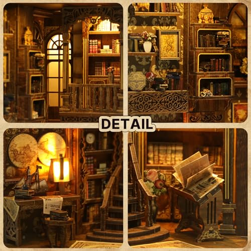 Book Nook Kit,Ancient Book Collection Room Miniature House kit,DIY Tiny House Doll for Adults Bookshelf for Family and Friends.（Ancient Book Collection） - color: Ancient Books