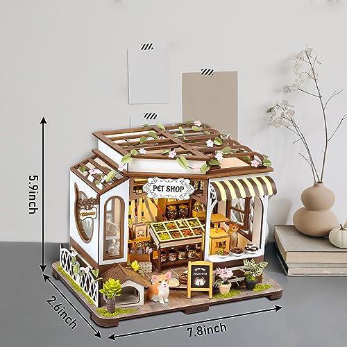 GuDoQi DIY Miniature House Kits, DIY Miniature Dollhouse Kit with Furniture, Tiny House Kits 1:24 Scale, Creative DIY Crafts for Adults, Christmas Day Birthday Gifts, Pet Shop - color: Pet Shop