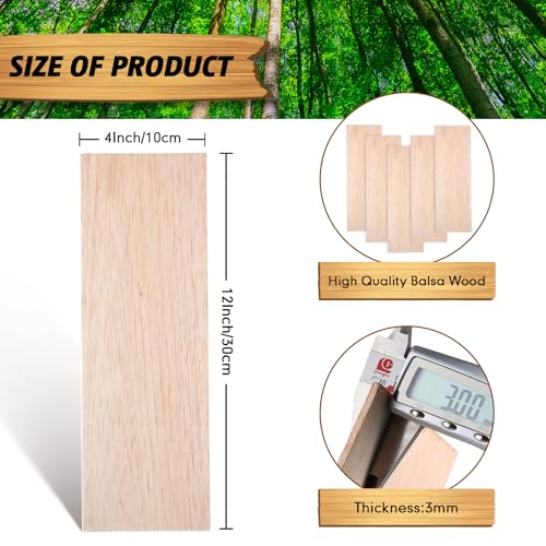 Namalu 20 Pack Unfinished Balsa Wood Sheet DIY, 12 x 4 x 0.12 Inches-3 mm - size: 20 Pack - 12 x 4 x 0.12 Inches-3 mm
