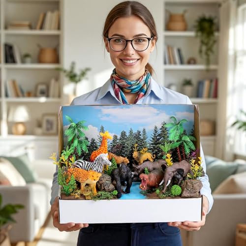 Teyva Daily 48 Pcs Jungle Diorama Kit Habitat Project Box Set - color: Jungle