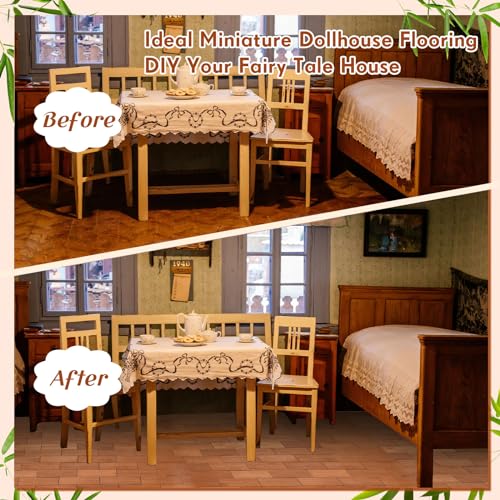 400 Pcs Miniature Dollhouse Flooring 1: 12 Scale, Light Brown - color: Light Brown