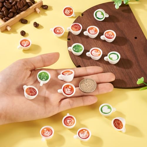 FASHEWELRY 32Pcs White Resin Mini Coffee Cups Christmas Latte Art Coffee Mug Matcha Cup Dollhouse Miniatures for Keychain Halloween Xmas Party Decor Ornaments - color: 8 Colors-coffee Cups