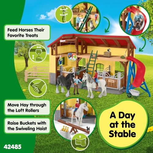 Schleich Farm World - 82Pc Horse Stable Playset - Kids Ages 3+ | 42485
