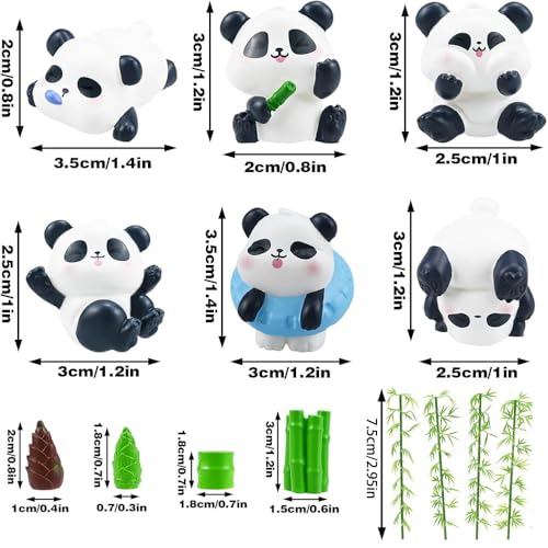 14PCS Mini Resin Panda Figurines Cute Miniature Panda Figurines for Fridge Magnets, DIY Crafts, Cake Decorating, Planter Accents, Panda Party Favors, and Home Display - style: 19PCS Resin Panda