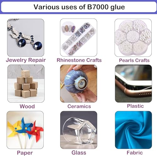 B7000 Adhesive Rhinestones Glue for Crafts, 2PCS 110ml / 3.7 fl oz with 5 Dotting Pen Tool, Wax Pencil and Tweezer, Jewelry Glue for DIY Craft, Makeup, Shoes, Jewelry Making, Nail Art - color: 2 PCS × 110ml Each