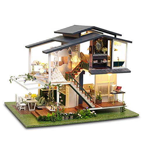 GuDoQi DIY Miniature Dollhouse Kit, Tiny House kit with Music, Miniature House Kit 1:24 Scale Monet Garden, Great Handmade Crafts Gift for Birthday Christmas Day - color: Monet Garden