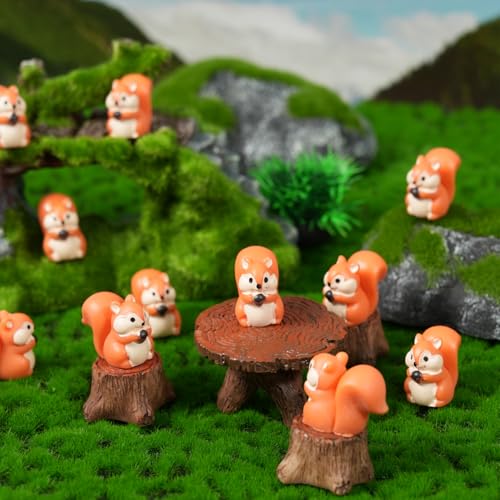 50 Pcs Mini Squirrel Figurines, 2.1 x 1.4cm Resin Squirrel Decor Bulk - style: 50 Pcs Classic