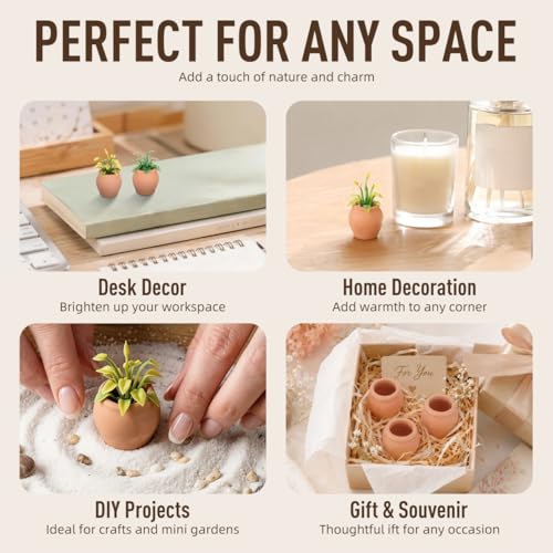 Abaodam 8pcs Mini Ceramic Flower Pot Mini Plant Pots for Succulents Tiny Desktop Planters for Office Home Balcony Garden Decor Cute Small Clay Planter Set